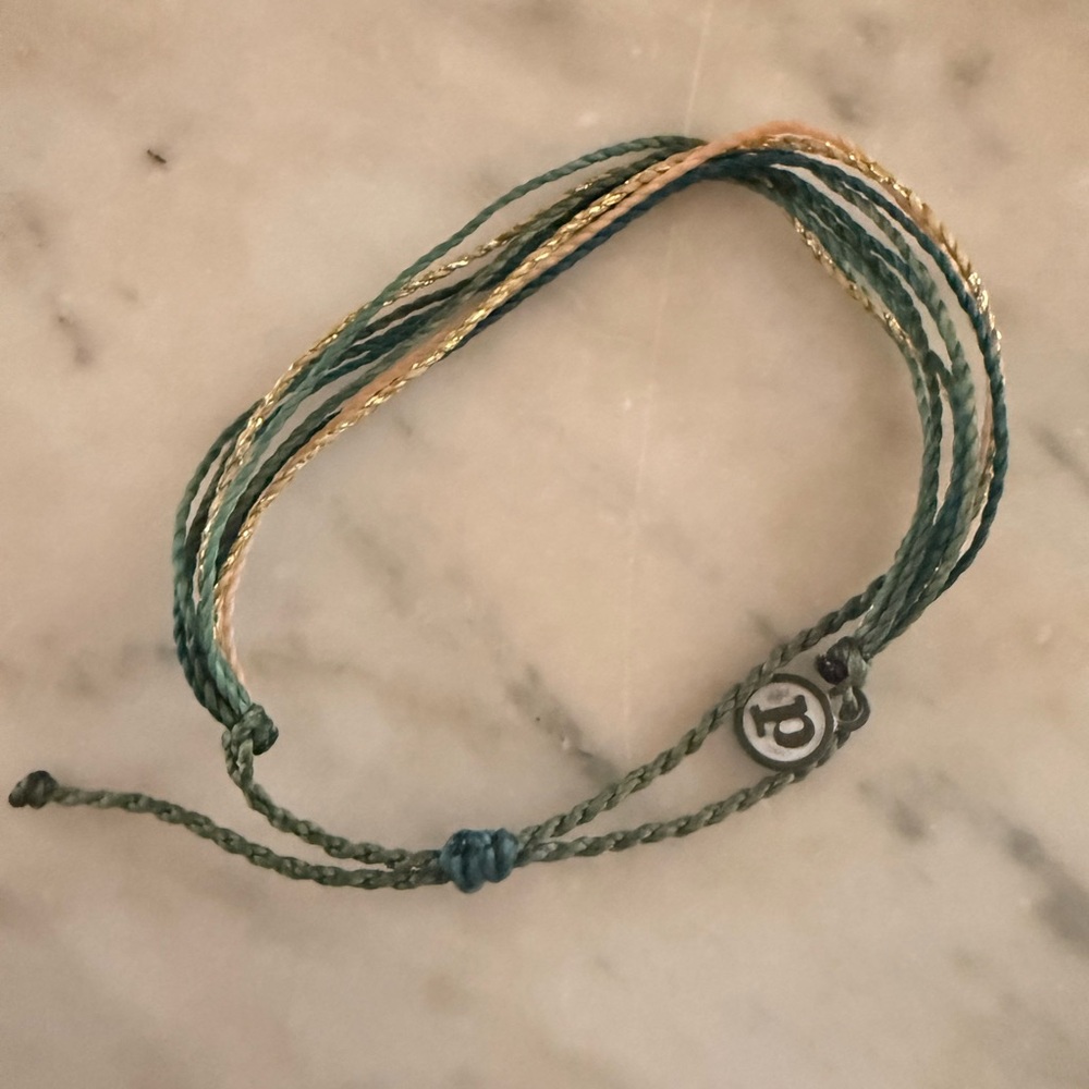 Pura Vida Teal and Gold Braided Bracelet